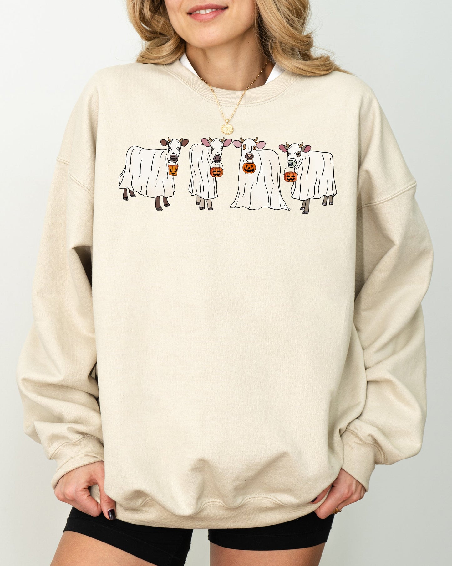 Ghost Cows Funny Spooky Halloween Costume Sweatshirt