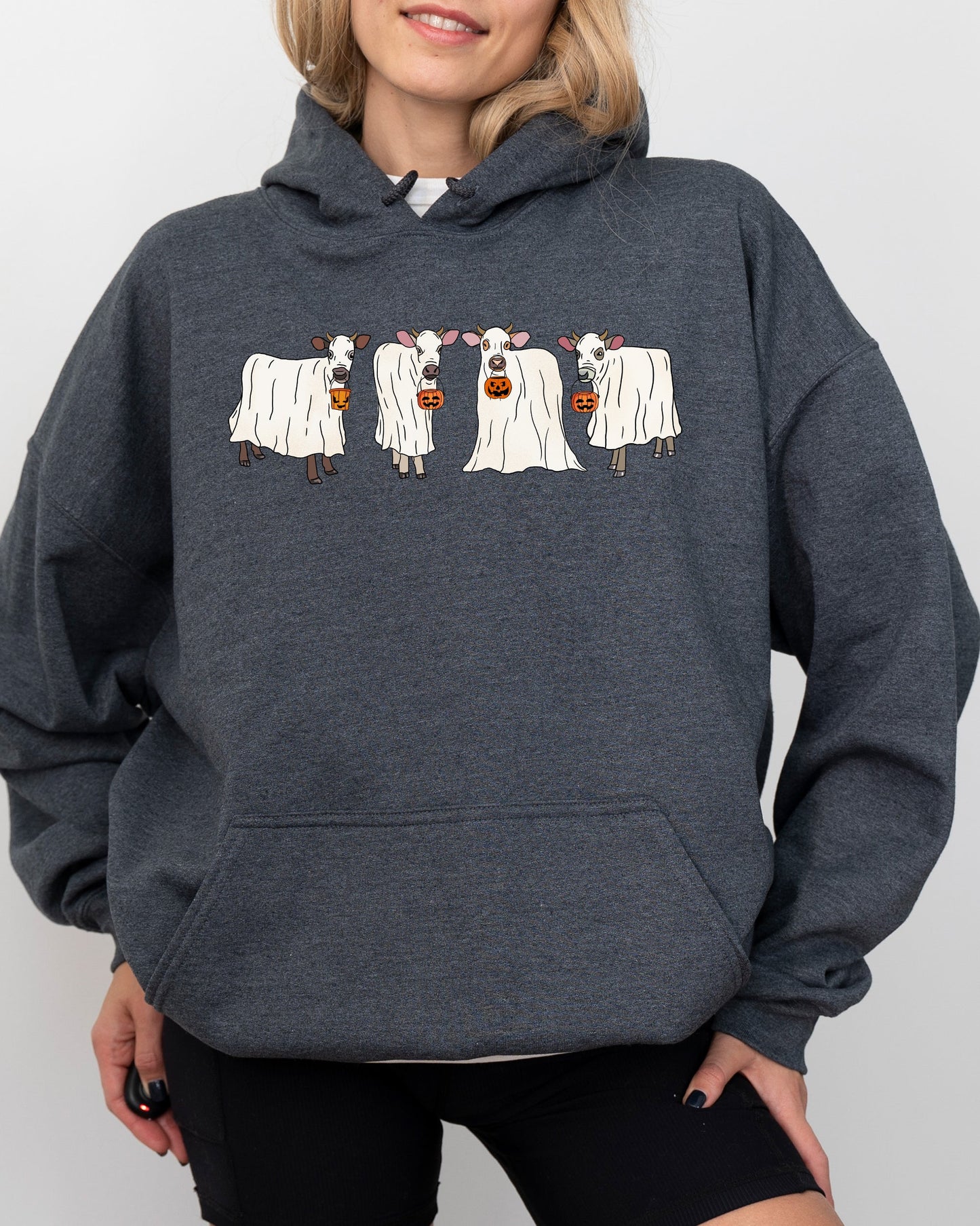 Ghost Cows Spooky Halloween Costume Hoodie Hooded Sweatshirt