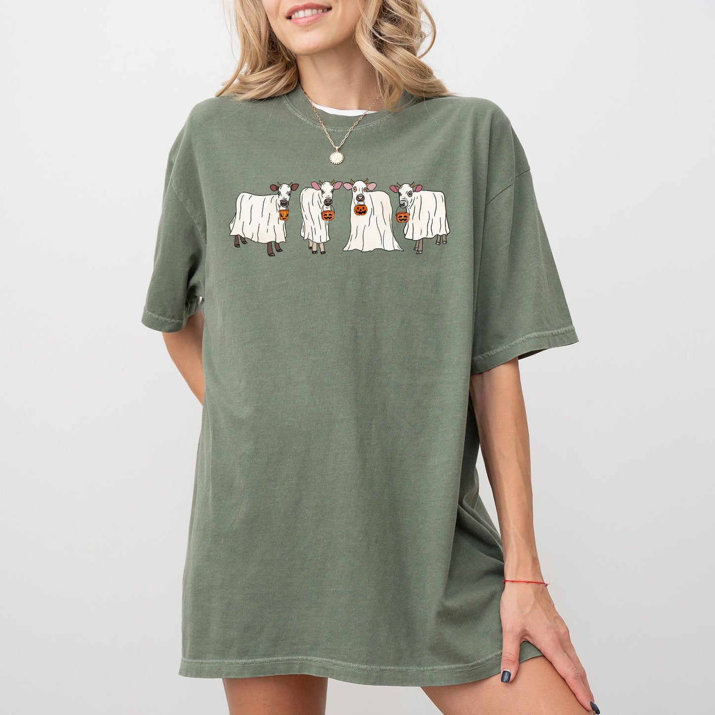 Ghost Cows Funny Spooky Halloween Costume Tshirt Comfort Colors T-Shirt