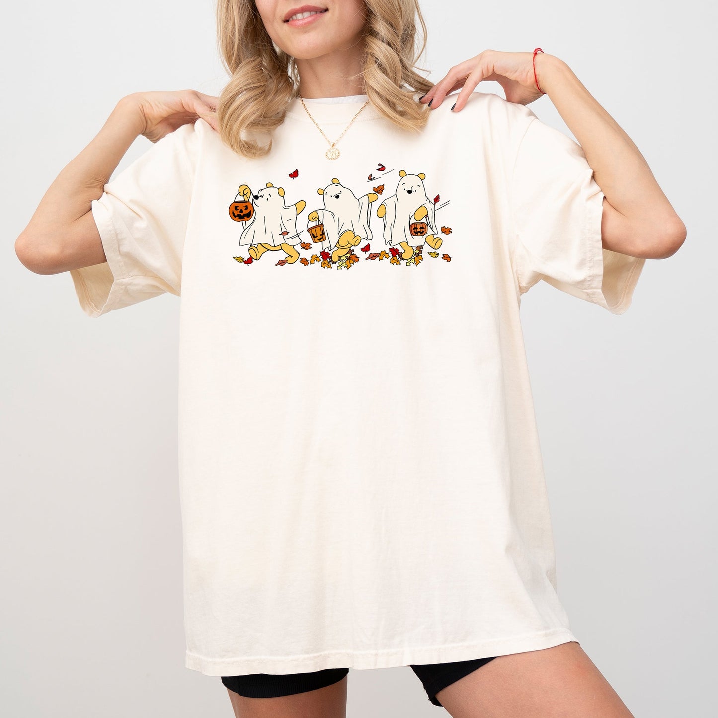 Ghost Pooh Bear Skeleton Funny Spooky Witch Halloween Costume Tshirt Comfort Colors T-Shirt