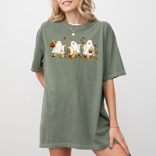 Ghost Pooh Bear Skeleton Funny Spooky Witch Halloween Costume Tshirt Comfort Colors T-Shirt