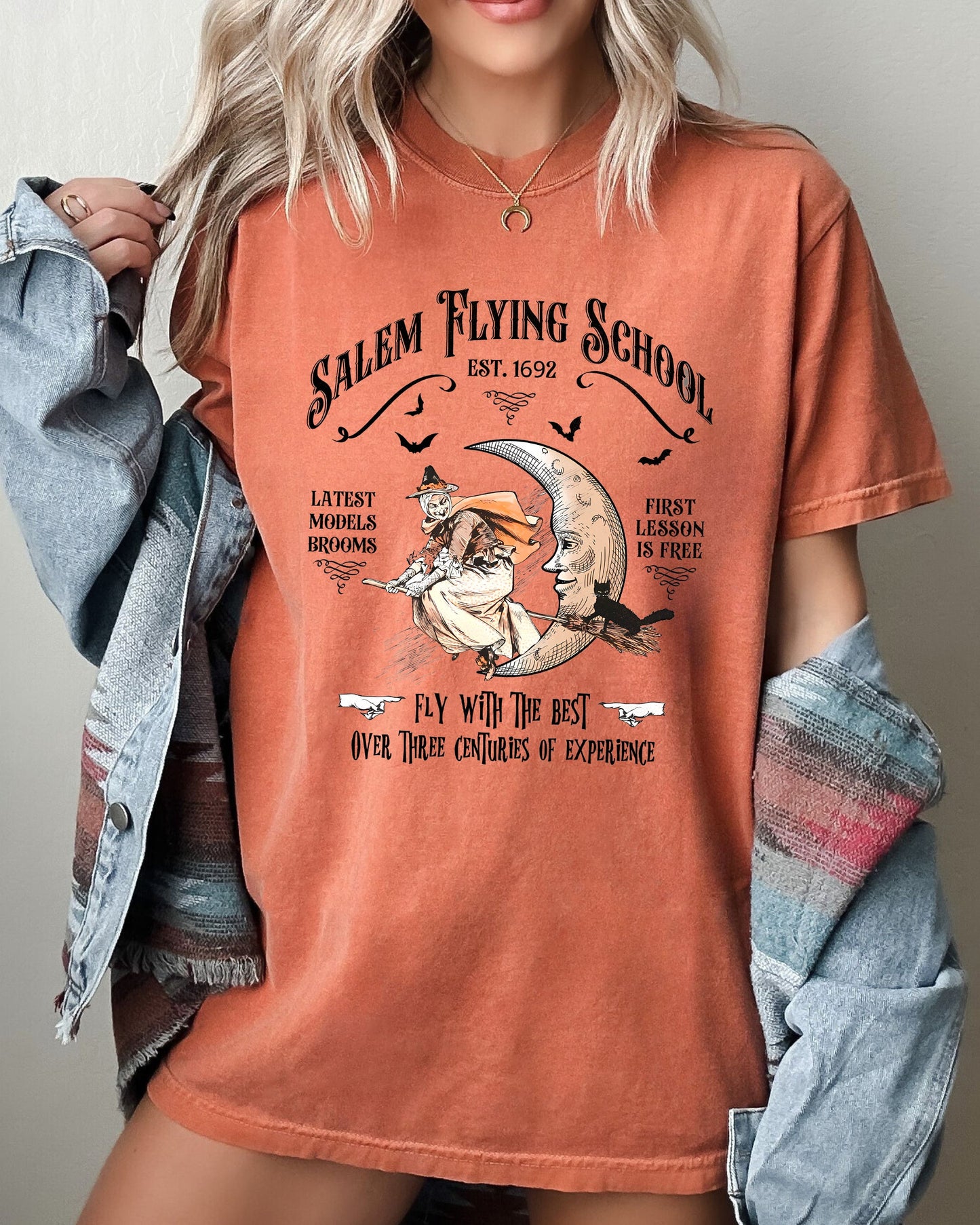 Salem, Flying School, Skeleton, Funny, Spooky, Witch, Aesthetic, Meme, Halloween, Costume, Tshirt Comfort Colors T-Shirt