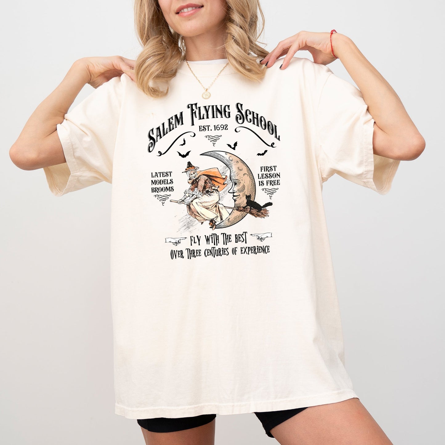 Salem, Flying School, Skeleton, Funny, Spooky, Witch, Aesthetic, Meme, Halloween, Costume, Tshirt Comfort Colors T-Shirt