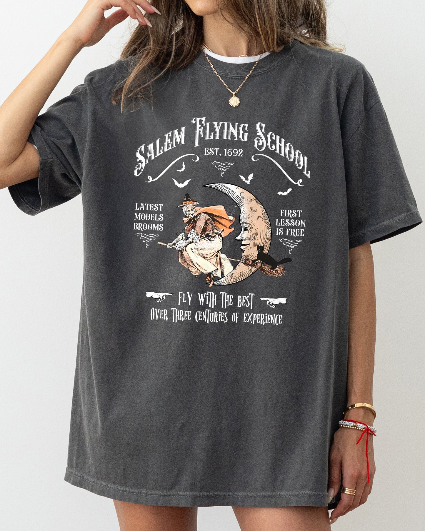 Salem, Flying School, Skeleton, Funny, Spooky, Witch, Aesthetic, Meme, Halloween, Costume, Tshirt Comfort Colors T-Shirt