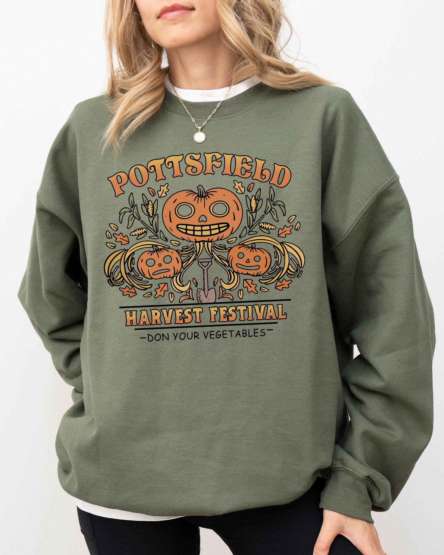 Funny Spooky Witch Halloween Costume Sweatshirt Harvest Festival Pottsfield