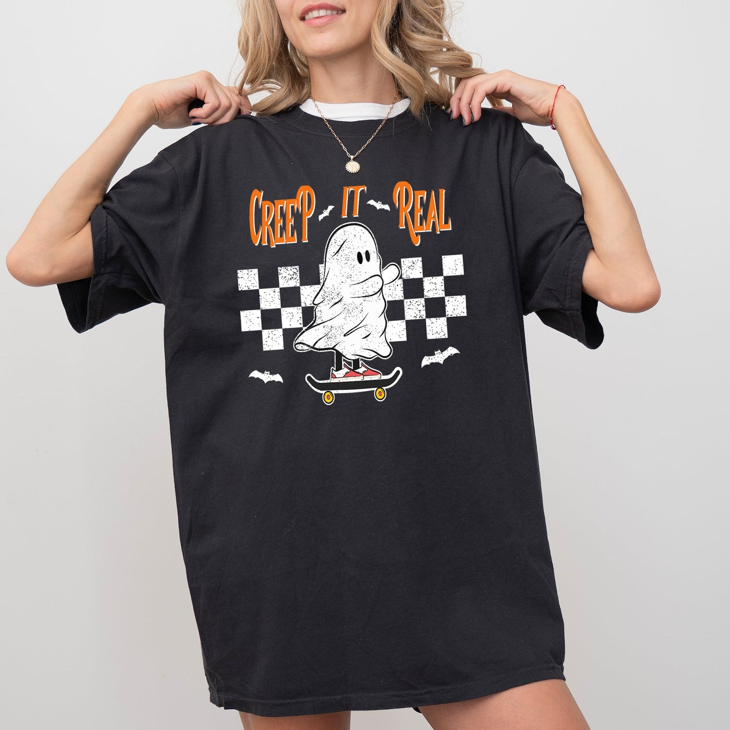 Creep It Real Ghost Skeleton Halloween Costume Tshirt Comfort Colors T-Shirt