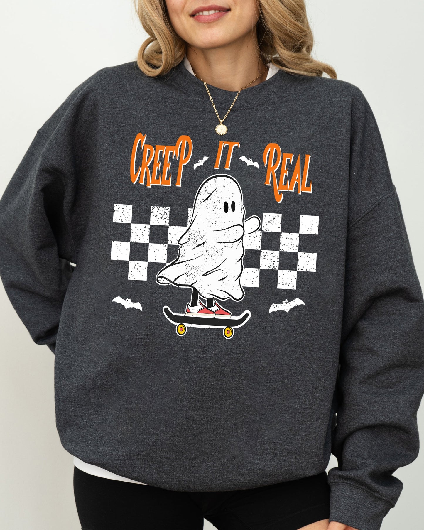 Creep It Real Ghost Skeleton Funny Spooky Witch Halloween Costume Sweatshirt
