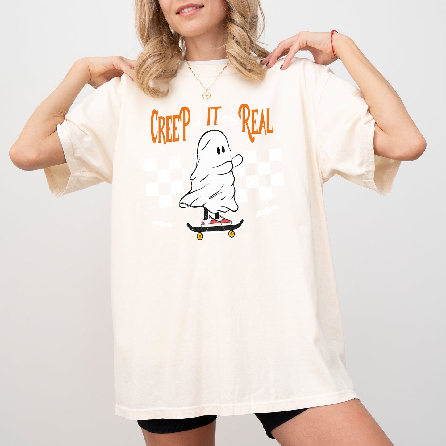 Creep It Real Ghost Skeleton Halloween Costume Tshirt Comfort Colors T-Shirt