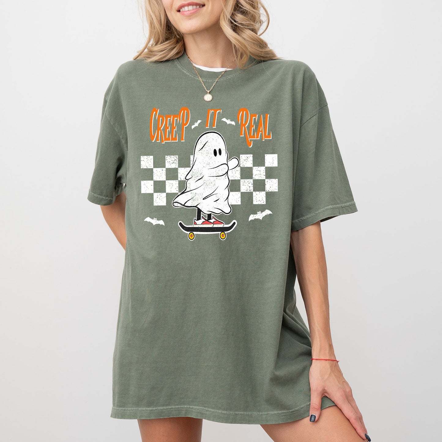 Creep It Real Ghost Skeleton Halloween Costume Tshirt Comfort Colors T-Shirt