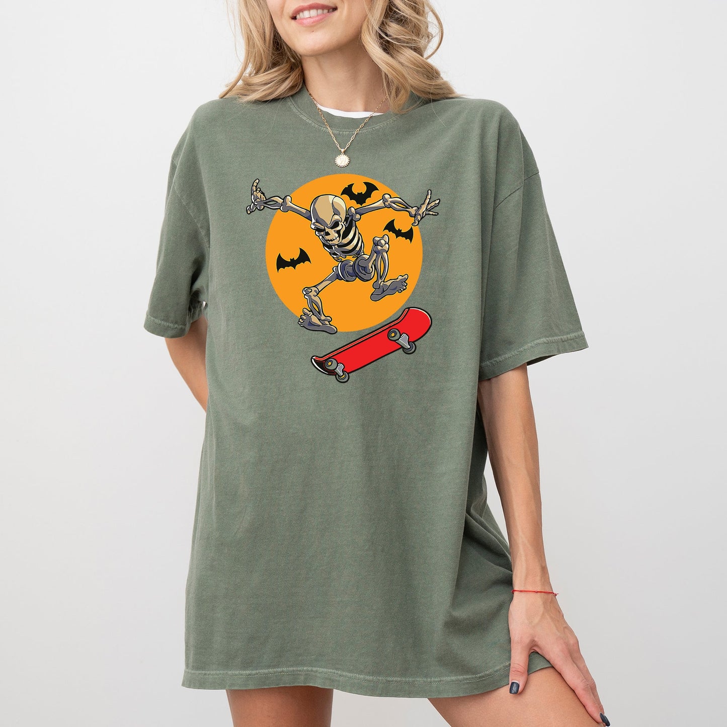 Skateboarding Skeleton, Ghost, Farm, Witch, Skull, Funny, Spooky, Aesthetic, Meme, Halloween, Costume, Tshirt Comfort Colors T-Shirt