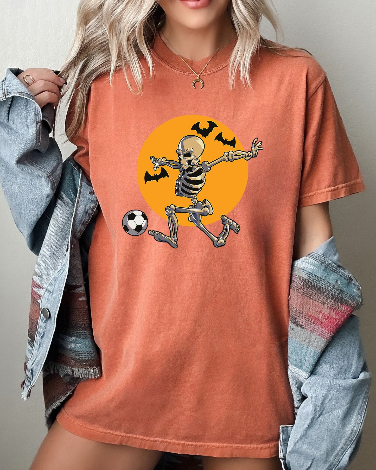 Football Player Skeleton Graphic Vintage Comfort Colors T-Shirt