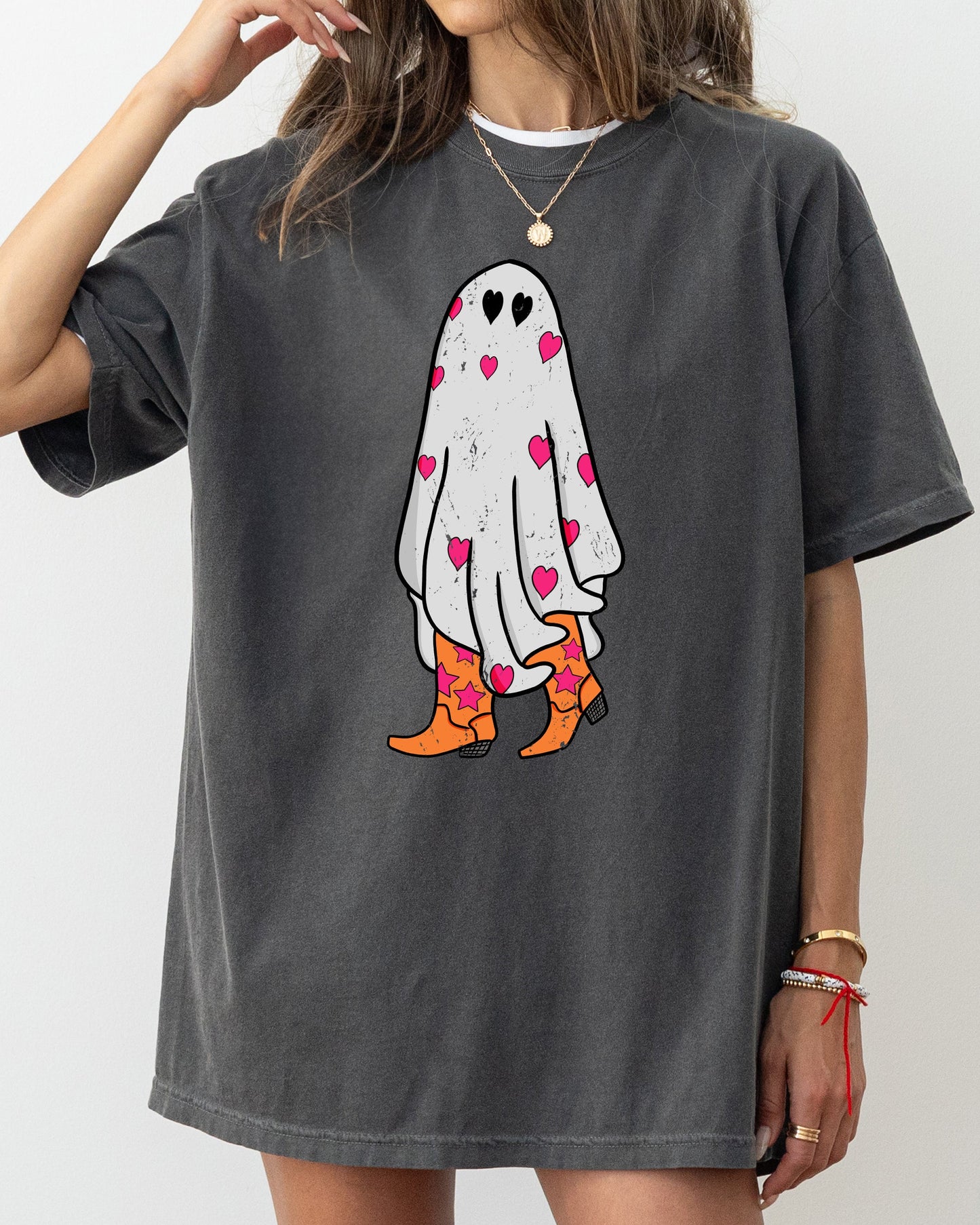 Cowgirl Ghost Western Skeleton Witch Skull Halloween Costume Comfort Colors T-Shirt