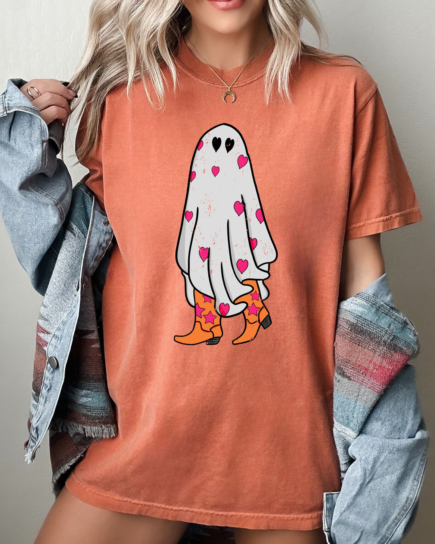 Cowgirl Ghost Western Skeleton Witch Skull Halloween Costume Comfort Colors T-Shirt