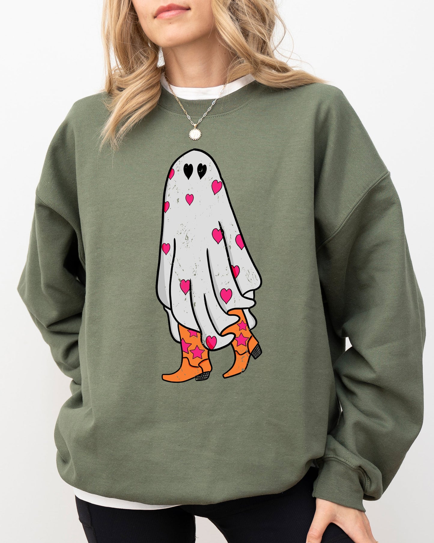 Cowgirl Ghost Western Skeleton Witch Skull Costume Sweatshirt