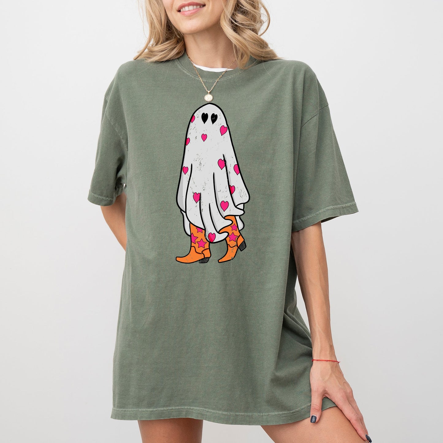 Cowgirl Ghost Western Skeleton Witch Skull Halloween Costume Comfort Colors T-Shirt