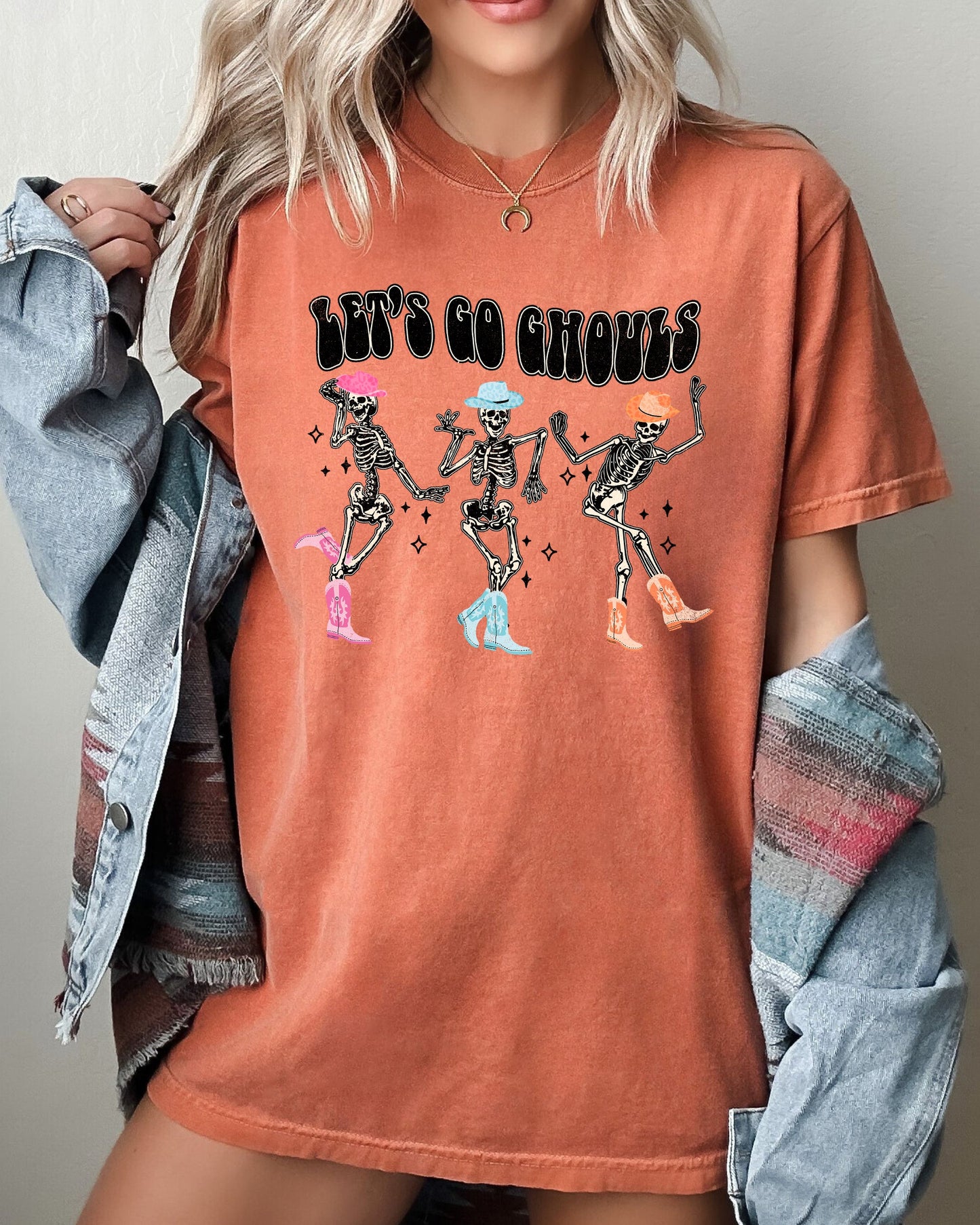 Let's Go Ghouls, Ghost, Western, Skeleton, Witch, Skull, Funny, Spooky, Aesthetic, Meme, Halloween, Costume, Tshirt Comfort Colors T-Shirt