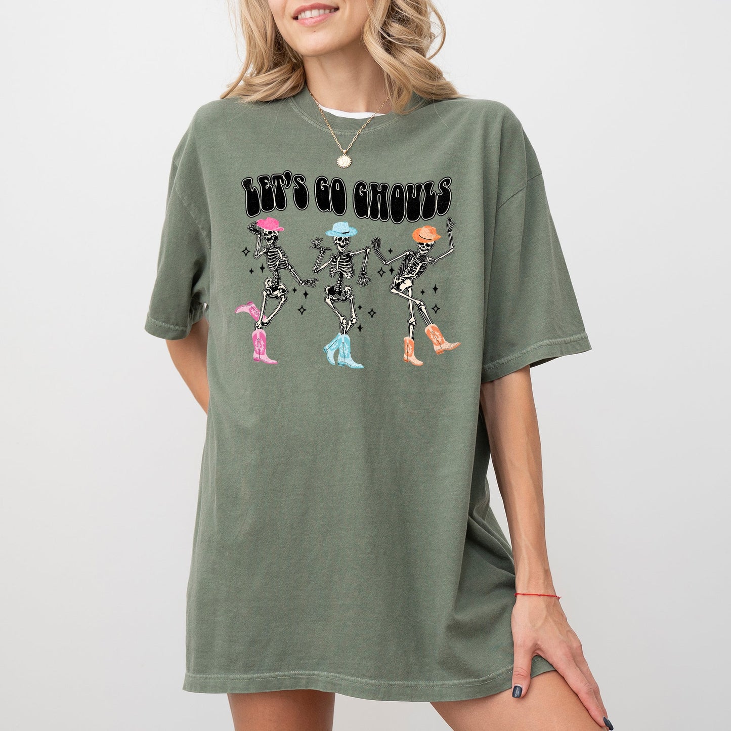 Let's Go Ghouls, Ghost, Western, Skeleton, Witch, Skull, Funny, Spooky, Aesthetic, Meme, Halloween, Costume, Tshirt Comfort Colors T-Shirt