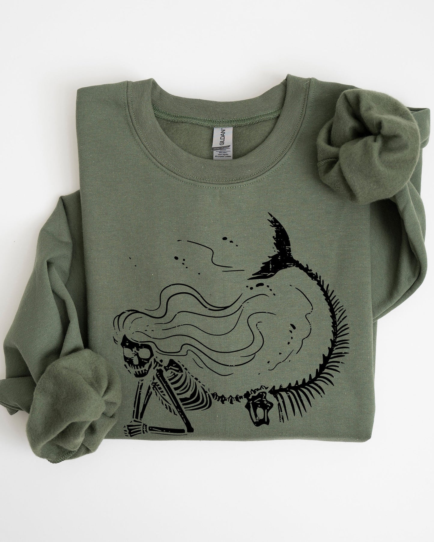 Mermaid Skeleton, Ghost, Skeleton, Witch, Skull, Funny, Spooky, Aesthetic, Meme, Halloween, Costume Sweatshirt