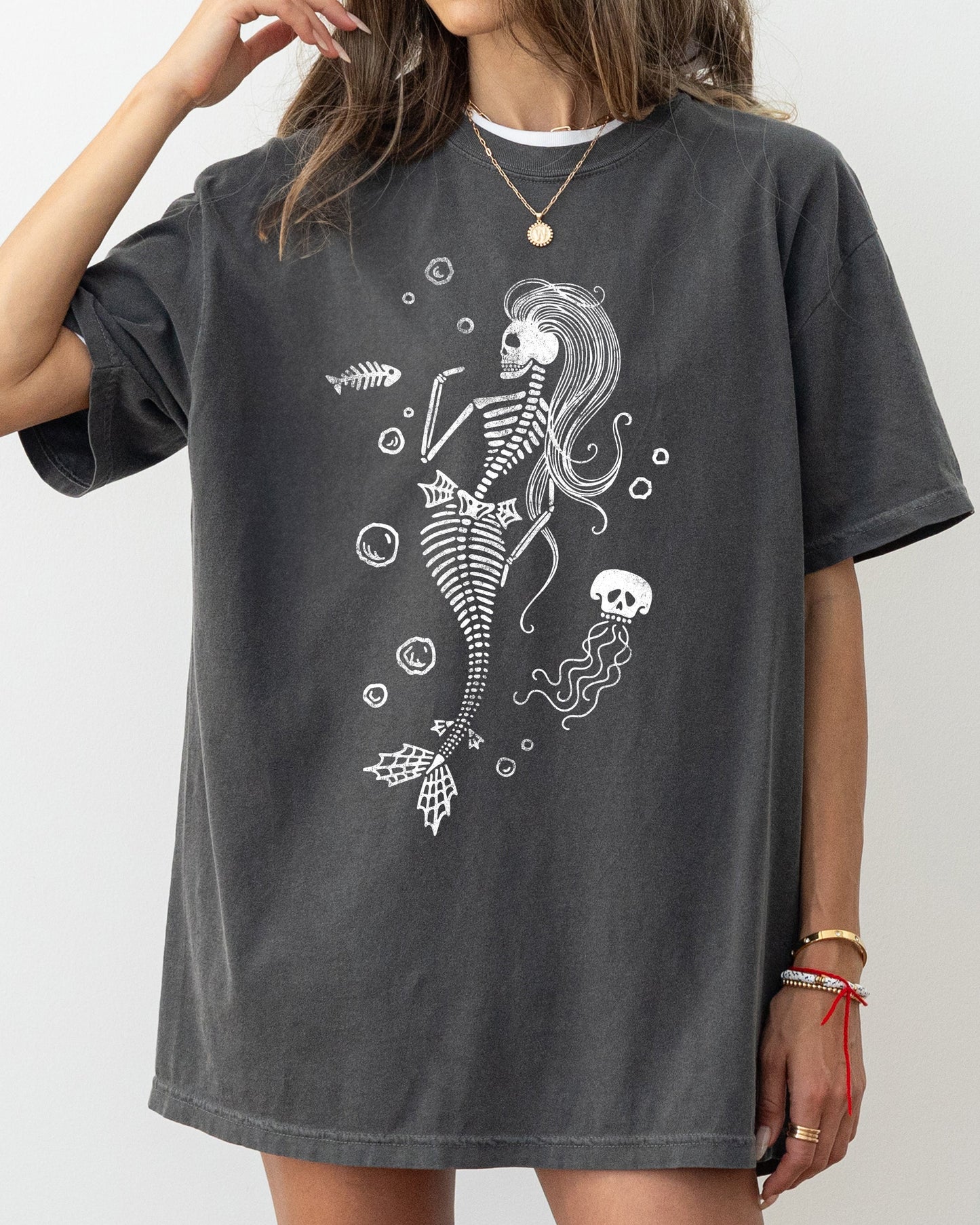 Skeleton Mermaid, Ghost, Witch, Skull, Funny, Spooky, Aesthetic, Meme, Halloween, Costume, Tshirt Comfort Colors T-Shirt