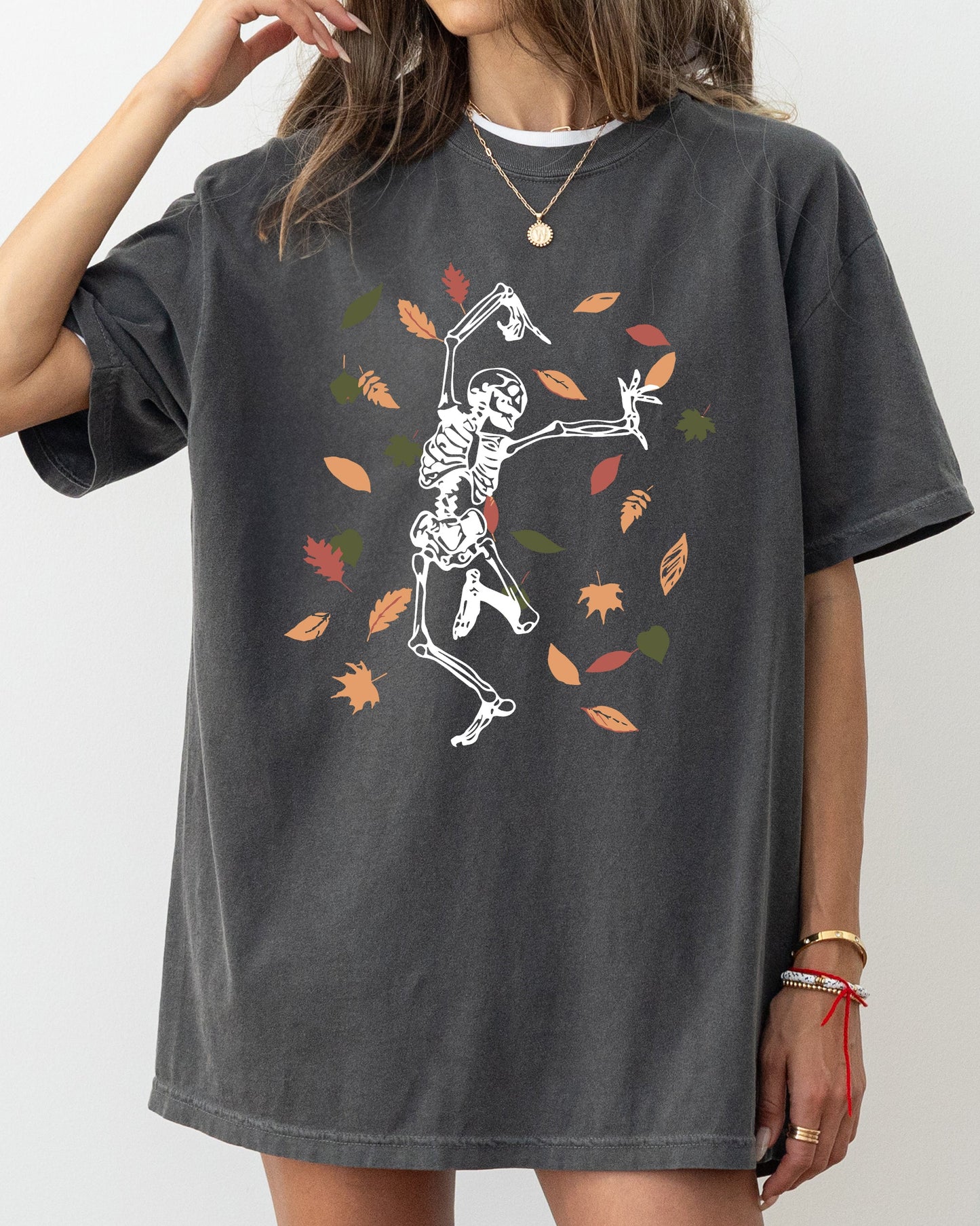Halloween Fall Leaves Graphic Vintage Comfort Colors T-Shirt