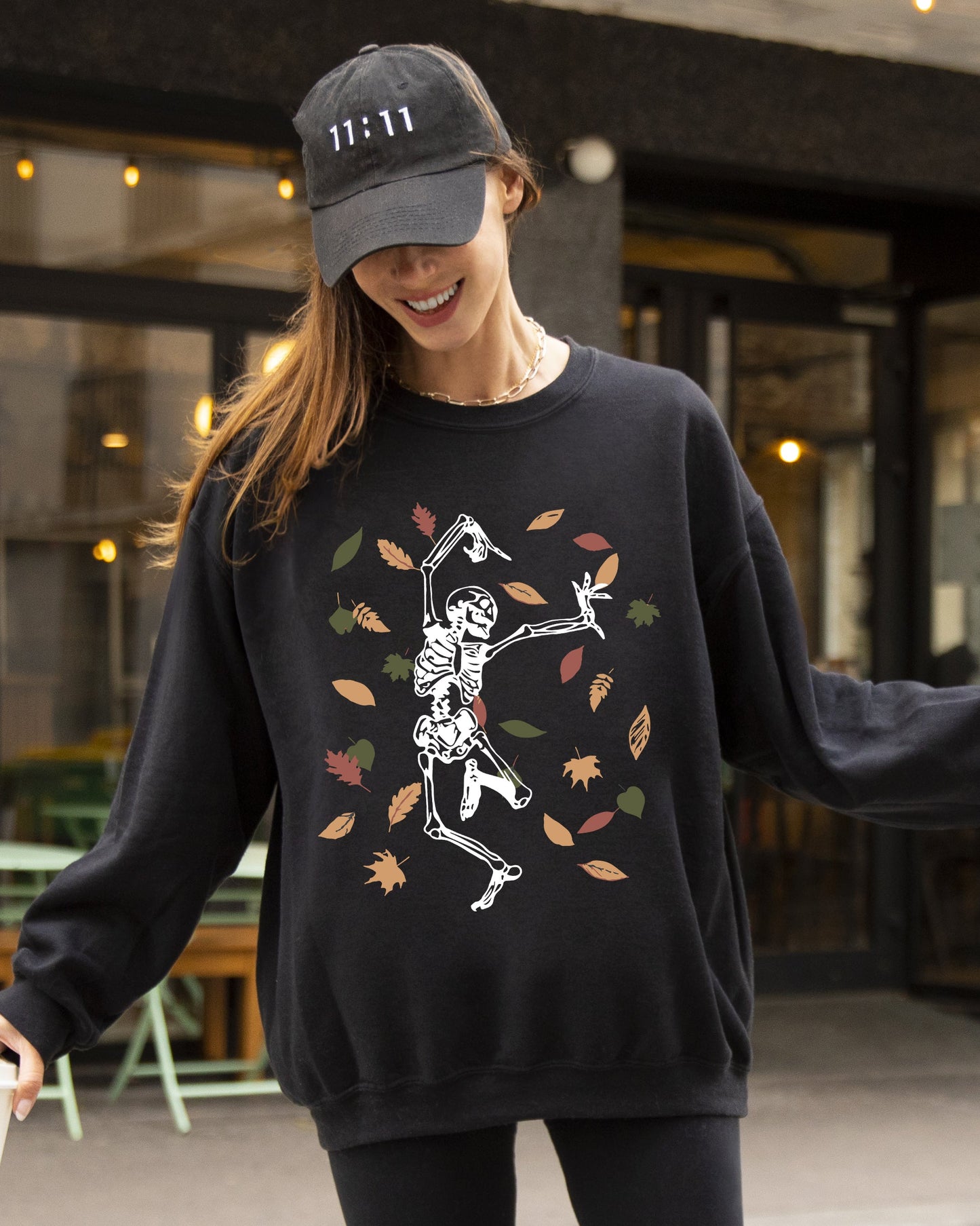 Fall Leaves Funny Spooky Halloween Costume Sweatshirt