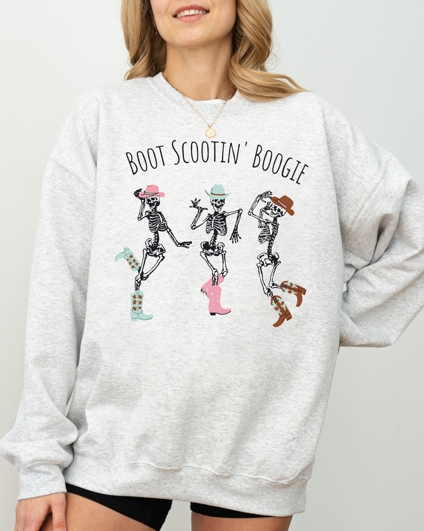 Boot Scootin' Boogie Western Skeleton Halloween Costume Sweatshirt