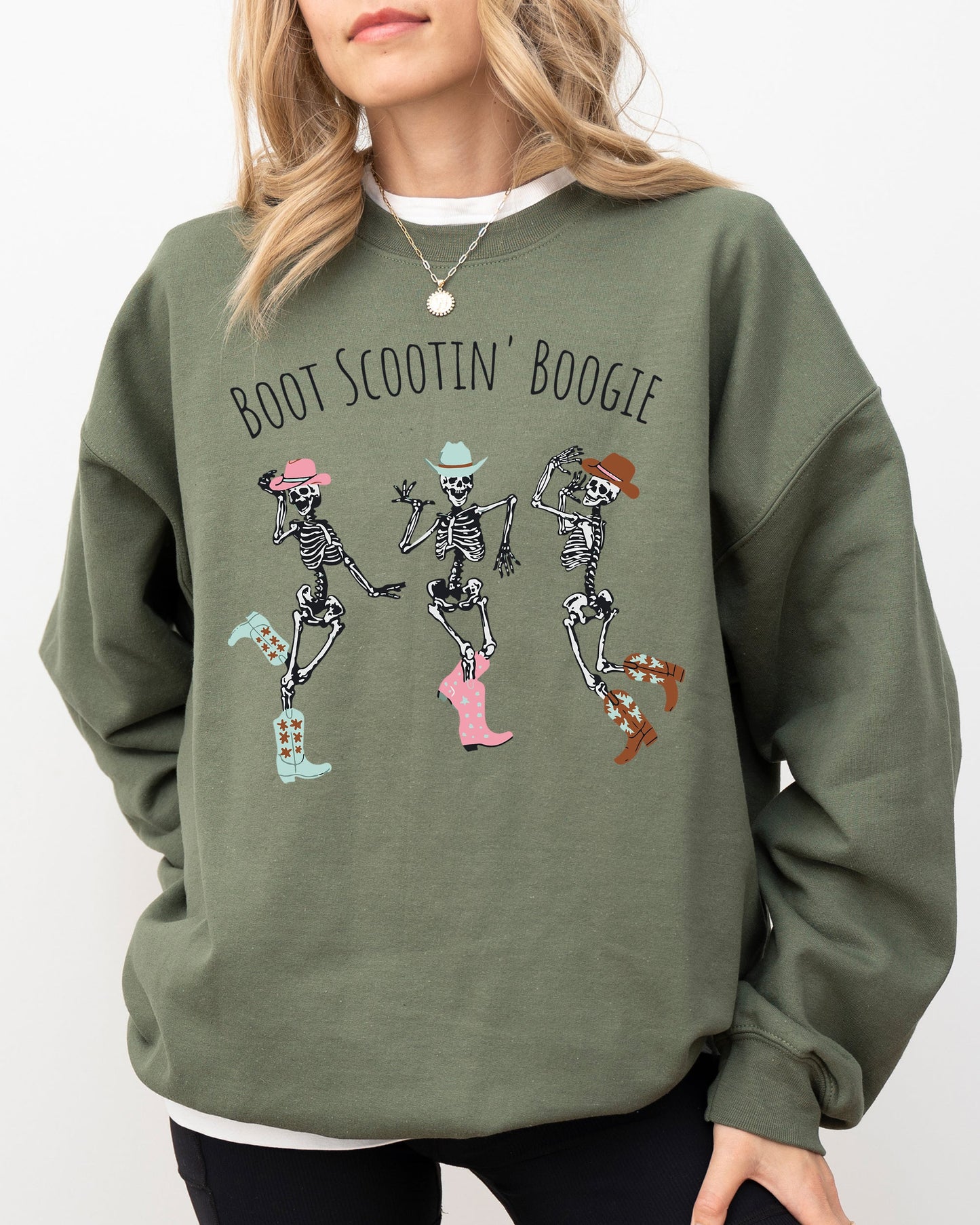 Boot Scootin' Boogie Western Skeleton Halloween Costume Sweatshirt