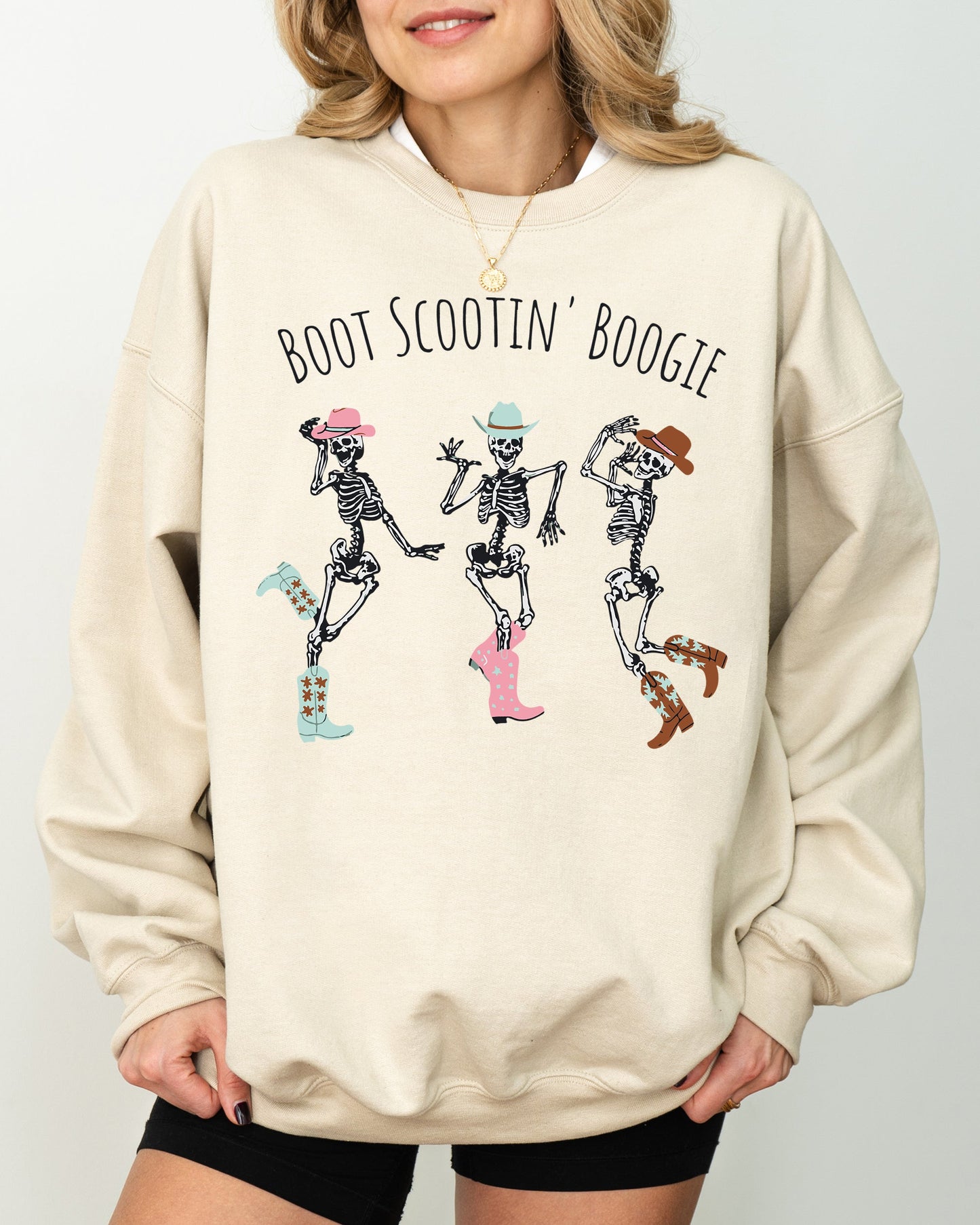 Boot Scootin' Boogie Western Skeleton Halloween Costume Sweatshirt