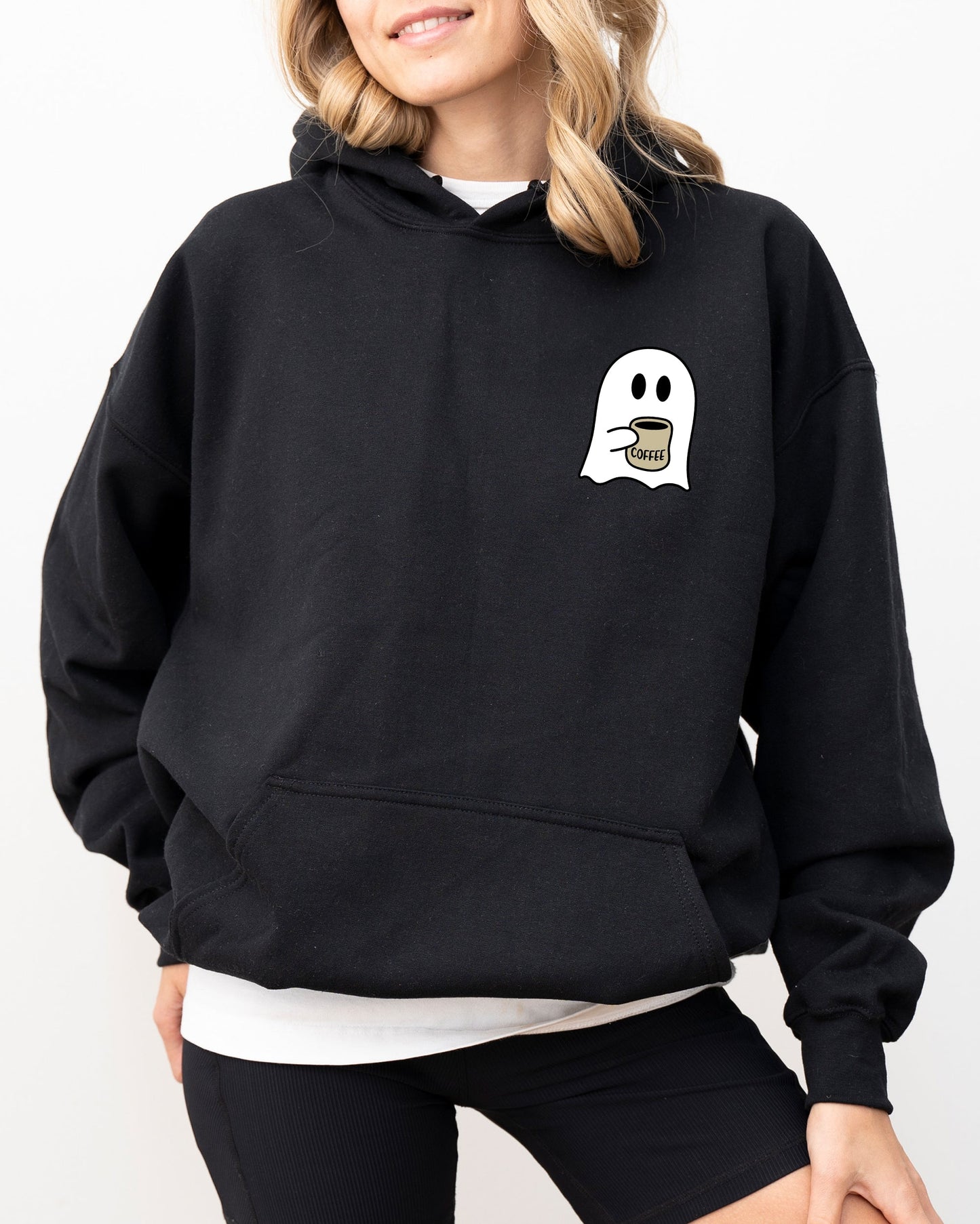 Ghost Coffee Lover Pocket Hoodie Hooded Sweatshirt