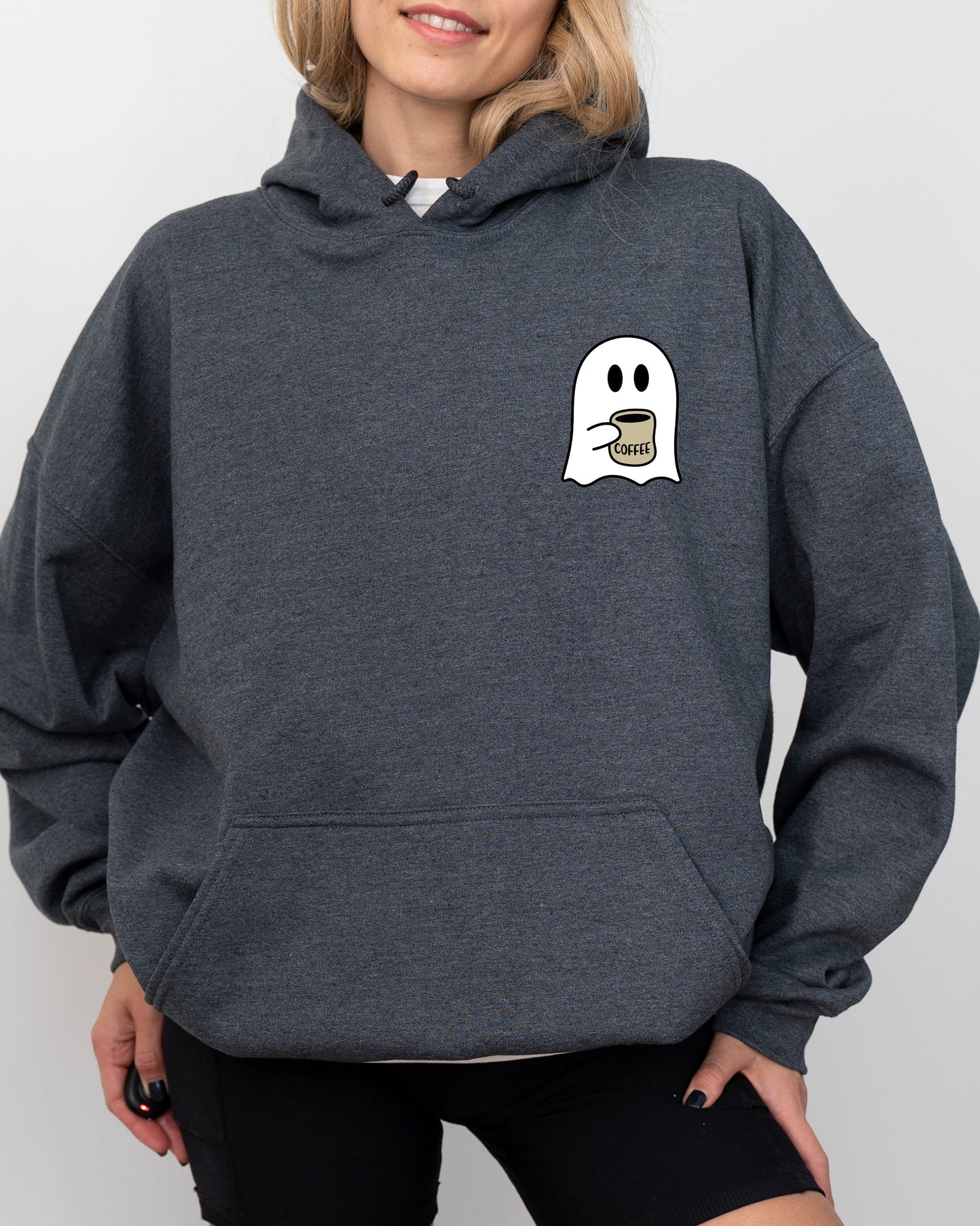 Ghost Coffee Lover Pocket Hoodie Hooded Sweatshirt