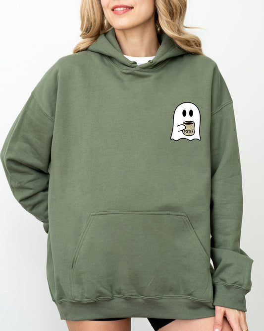 Ghost Coffee Lover Pocket Hoodie Hooded Sweatshirt