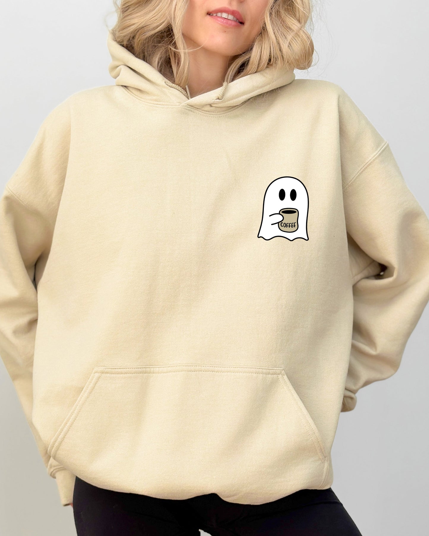 Ghost Coffee Lover Pocket Hoodie Hooded Sweatshirt