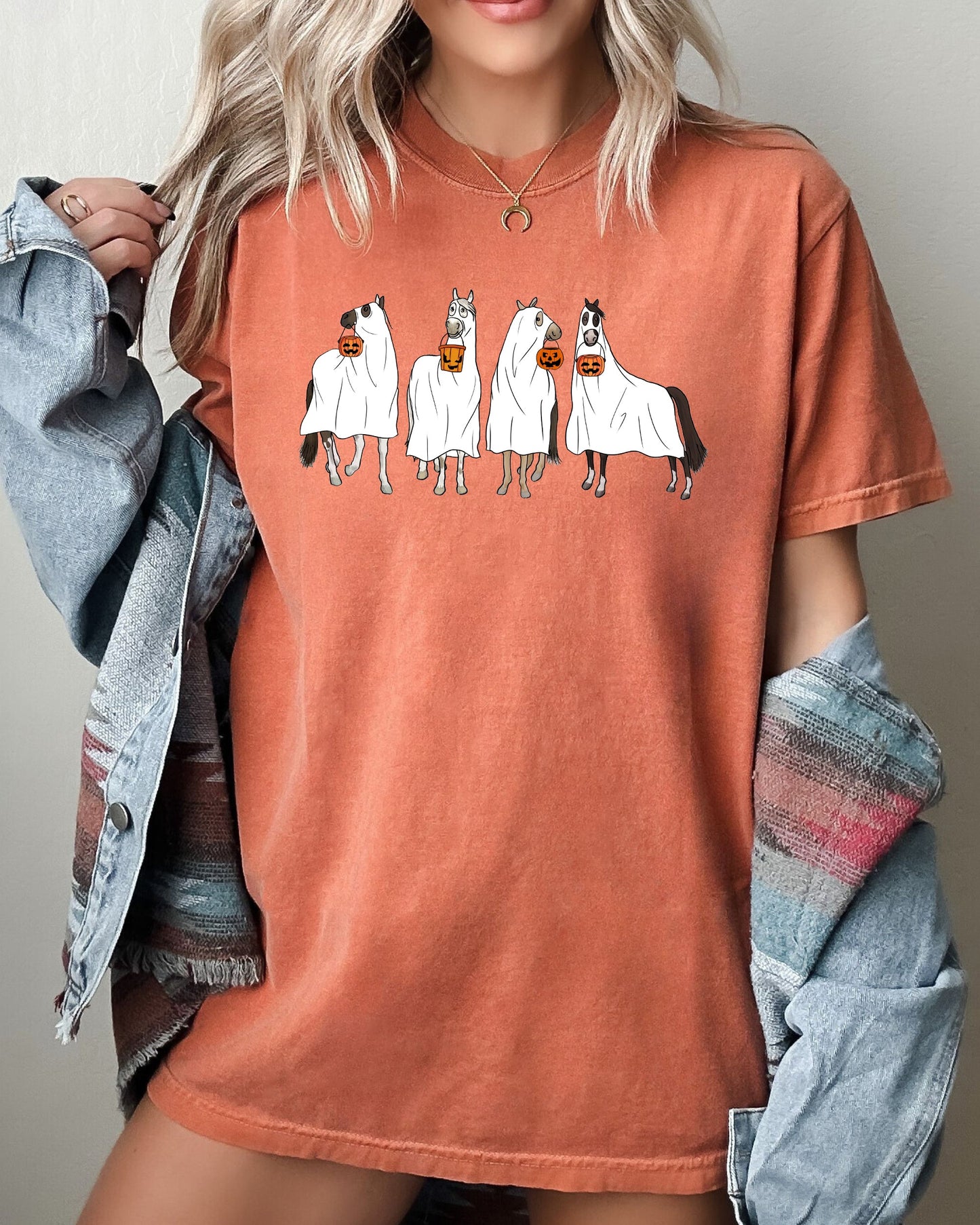 Ghost Farm Skeleton Witch Skull Funny Spooky Halloween Costume Tshirt Comfort Colors T-Shirt