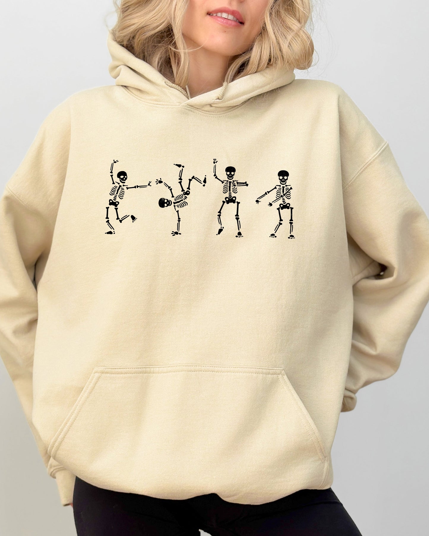 Funny Skeletons Dance Ghost Witch Skull Spooky Aesthetic Meme Halloween Costume Hoodie Hooded Sweatshirt