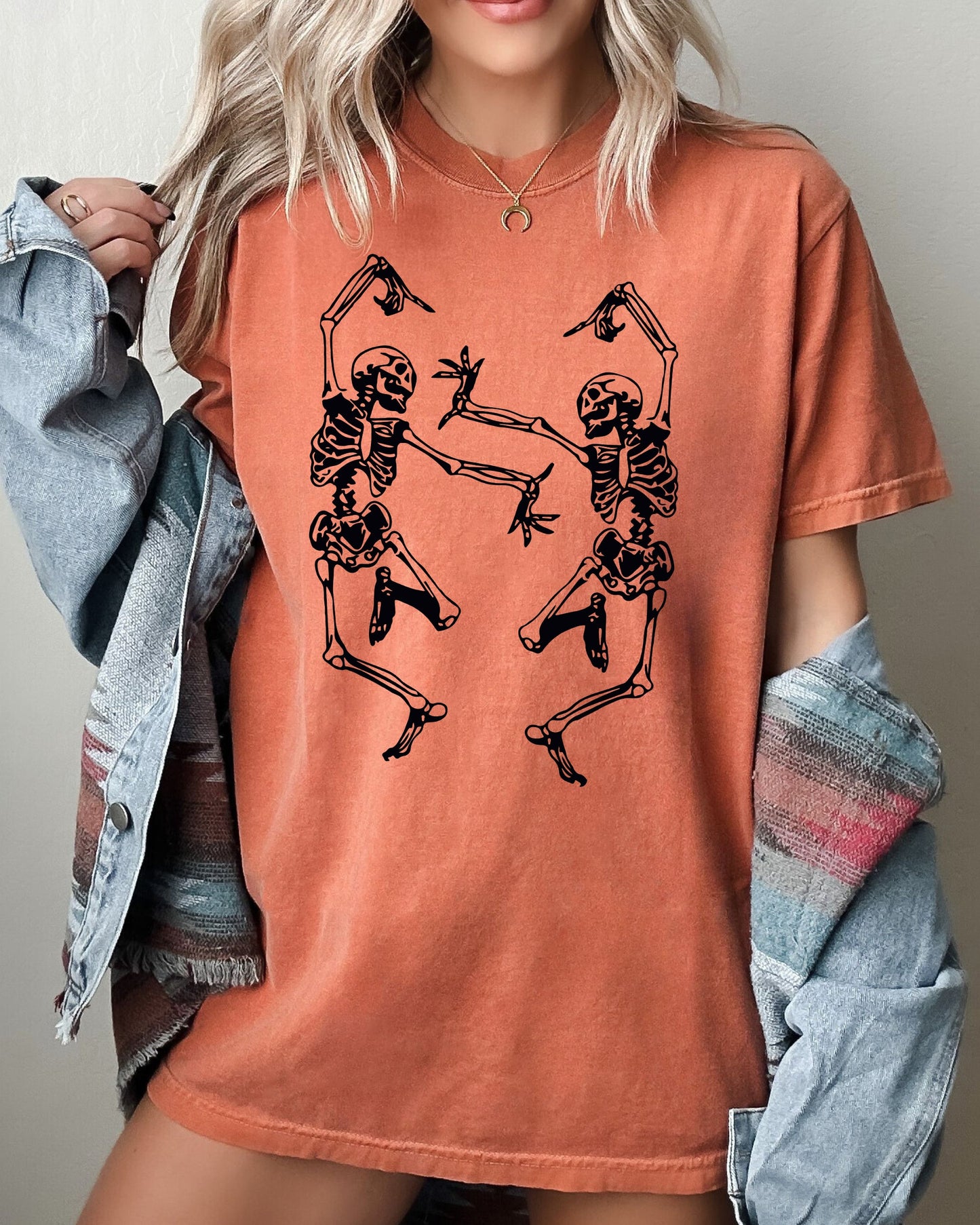 Dancing Skeletons Ghost Witch Skull Spooky Aesthetic Halloween Costume Tshirt Comfort Colors T-Shirt