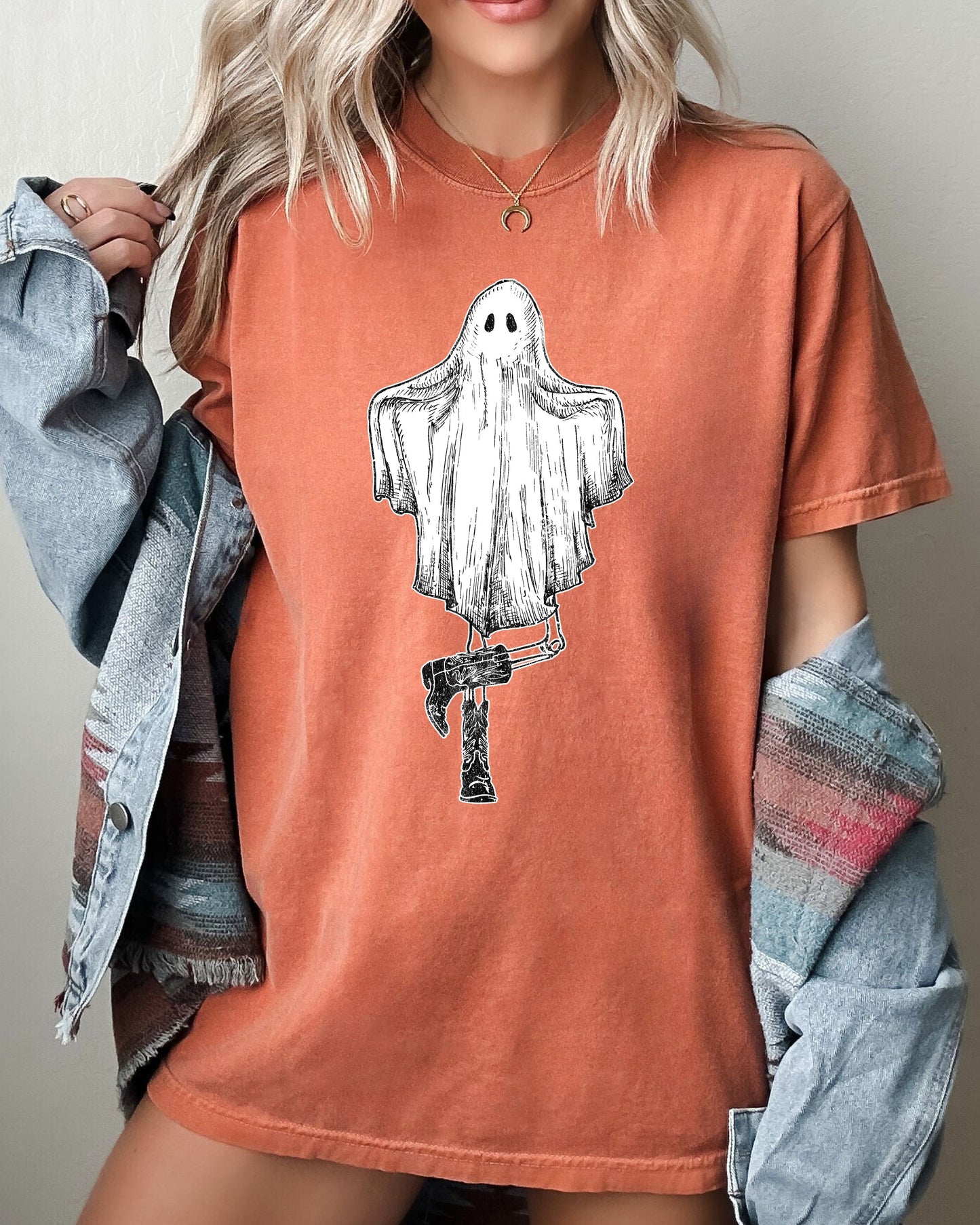 Western Ghost Spooky Aesthetic Halloween Costume T-Shirt Comfort Colors