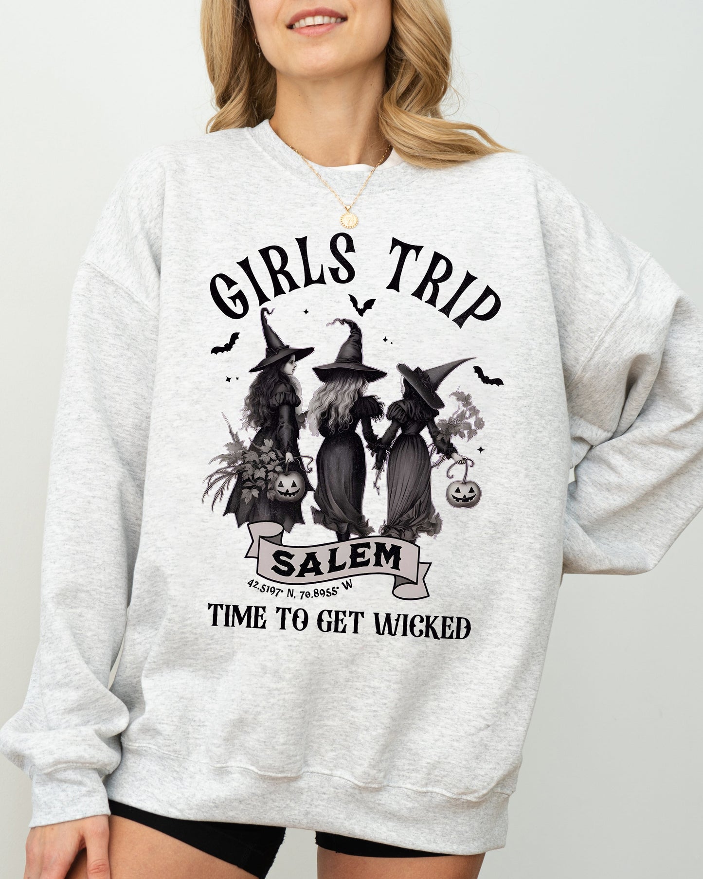 Salem Skeleton Witch Skull Sweatshirt Girls Trip Halloween Costume