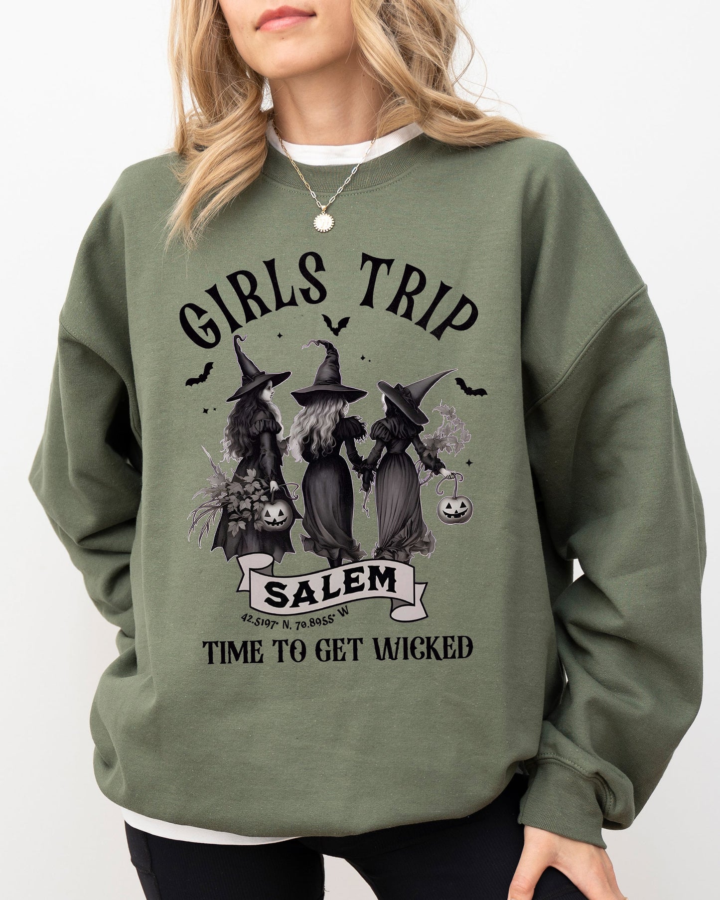 Salem Skeleton Witch Skull Sweatshirt Girls Trip Halloween Costume