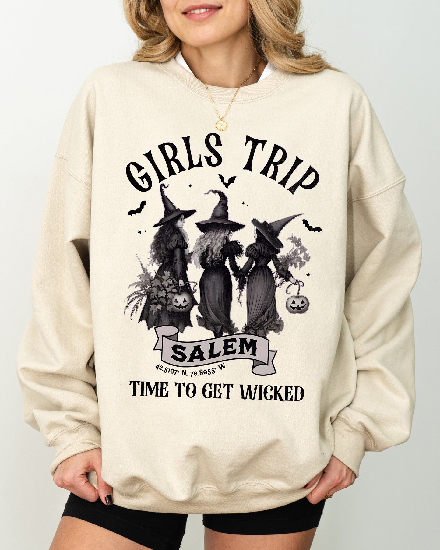 Salem Skeleton Witch Skull Sweatshirt Girls Trip Halloween Costume