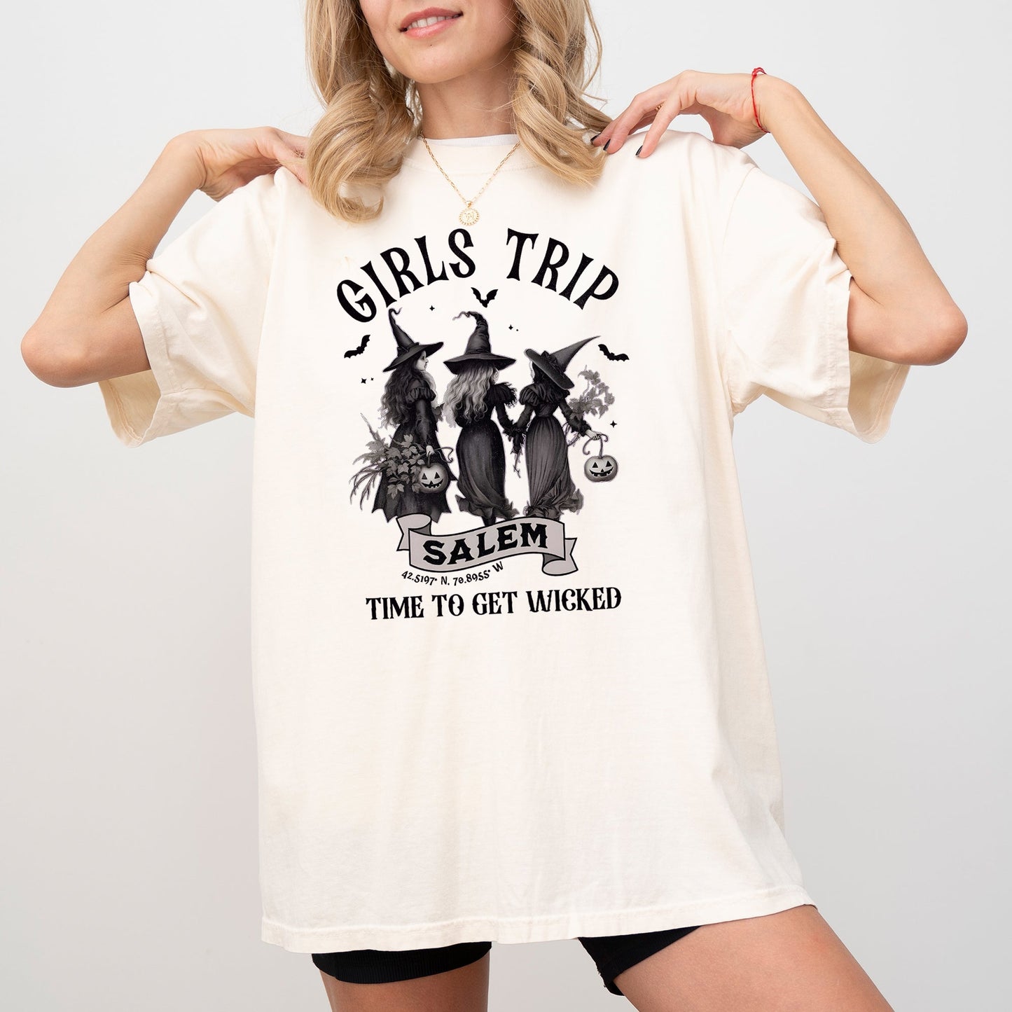 Girls Trip Skeleton Witch Skull Spooky Halloween Costume Tshirt Comfort Colors T-Shirt