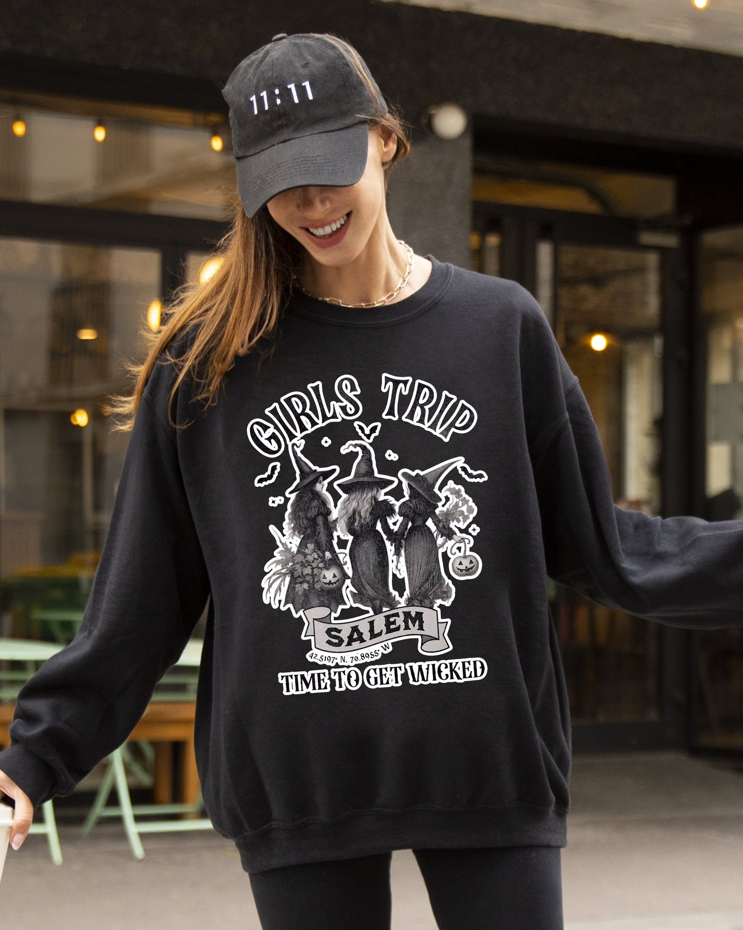 Salem Skeleton Witch Skull Sweatshirt Girls Trip Halloween Costume