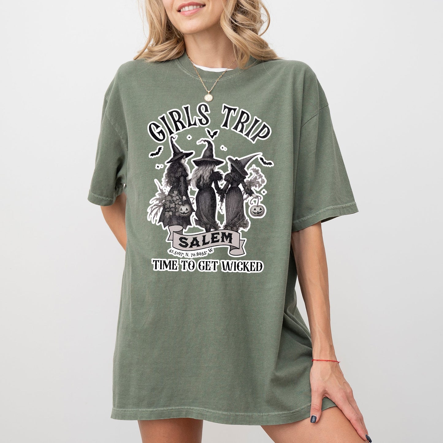 Girls Trip Skeleton Witch Skull Spooky Halloween Costume Tshirt Comfort Colors T-Shirt