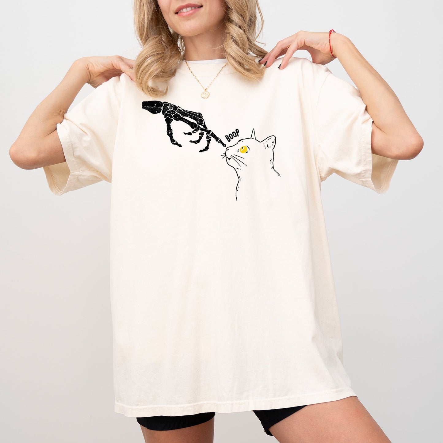 Boop Cat Skeleton Ghost Witch Skull Spooky Aesthetic Meme Halloween Costume T-Shirt Comfort Colors