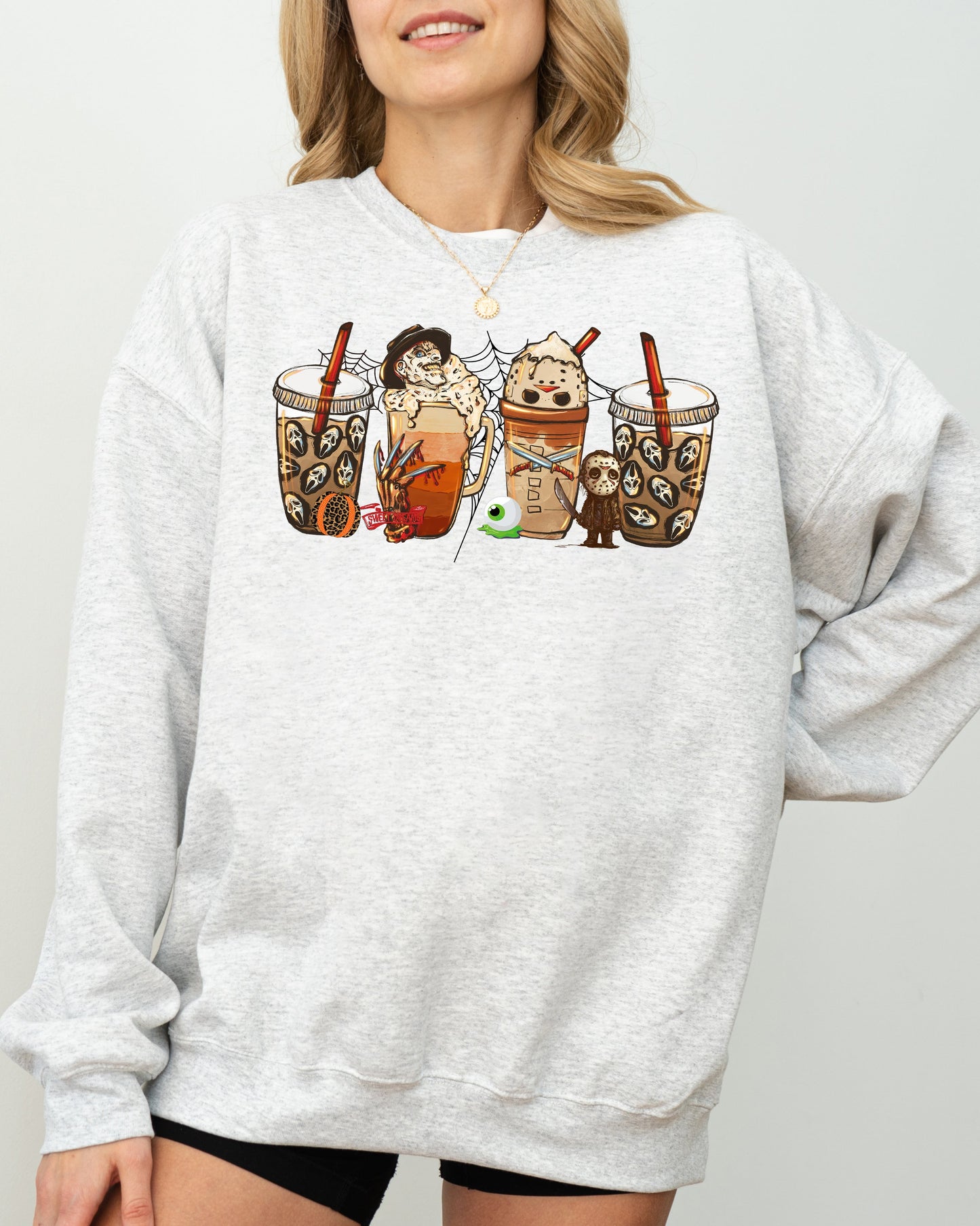 Halloween Coffee Spooky Costume Sweatshirt Gildan