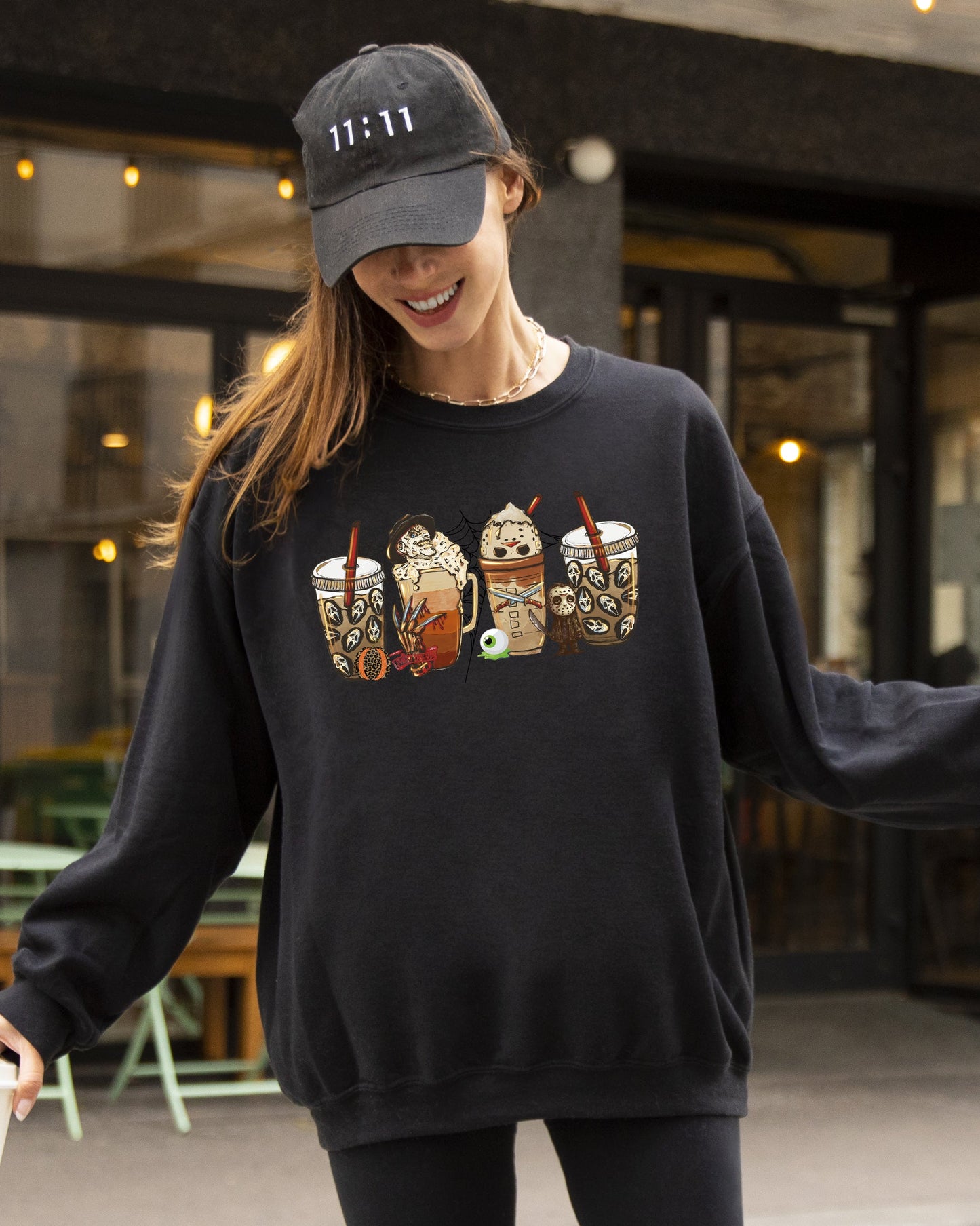 Halloween Coffee Spooky Costume Sweatshirt Gildan