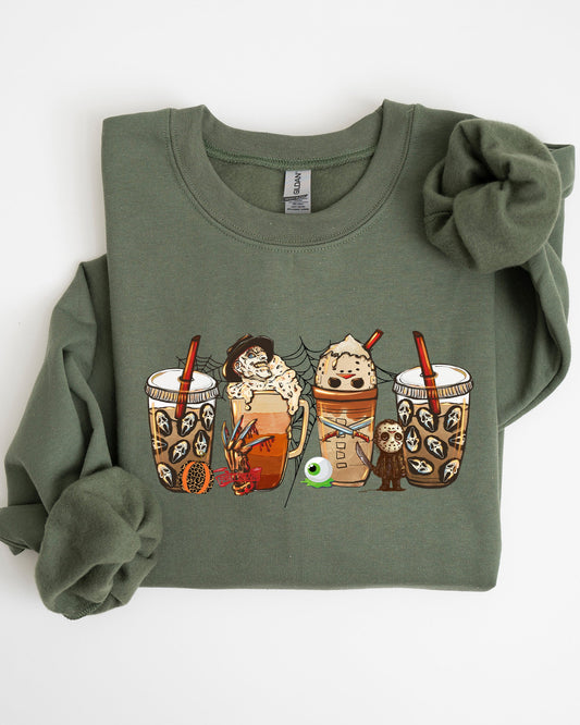 Halloween Coffee Spooky Costume Sweatshirt Gildan