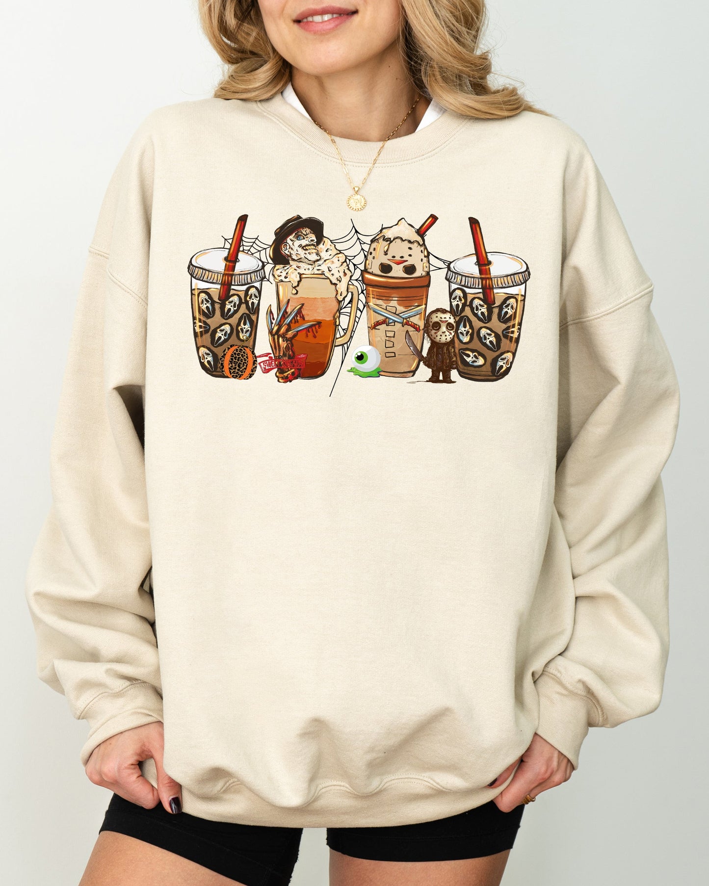 Halloween Coffee Spooky Costume Sweatshirt Gildan