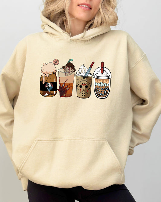 Halloween Coffee Vintage Skeleton Ghost Witch Skull Spooky Costume Hoodie