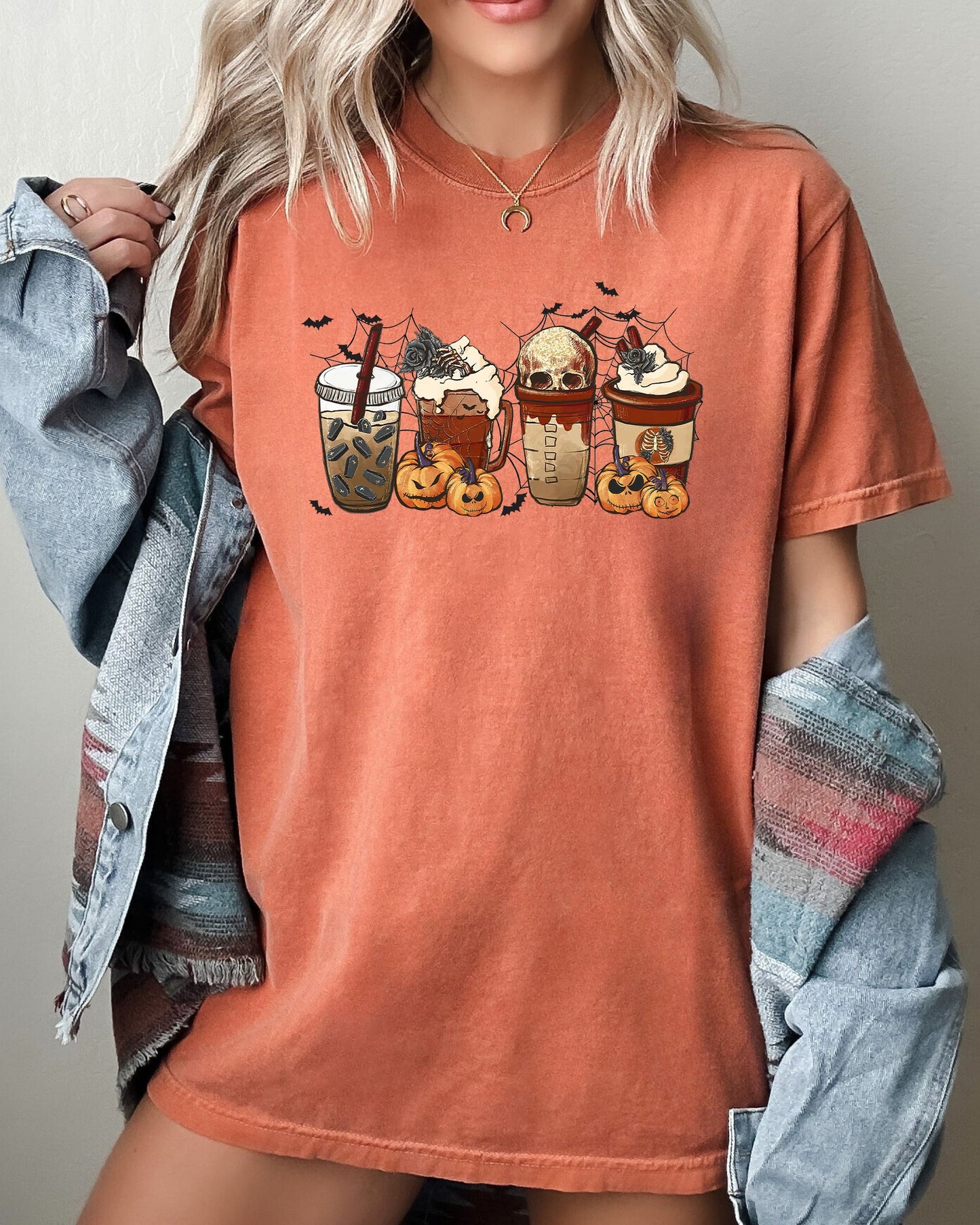 Halloween Coffee Retro Comfort Colors T-Shirt