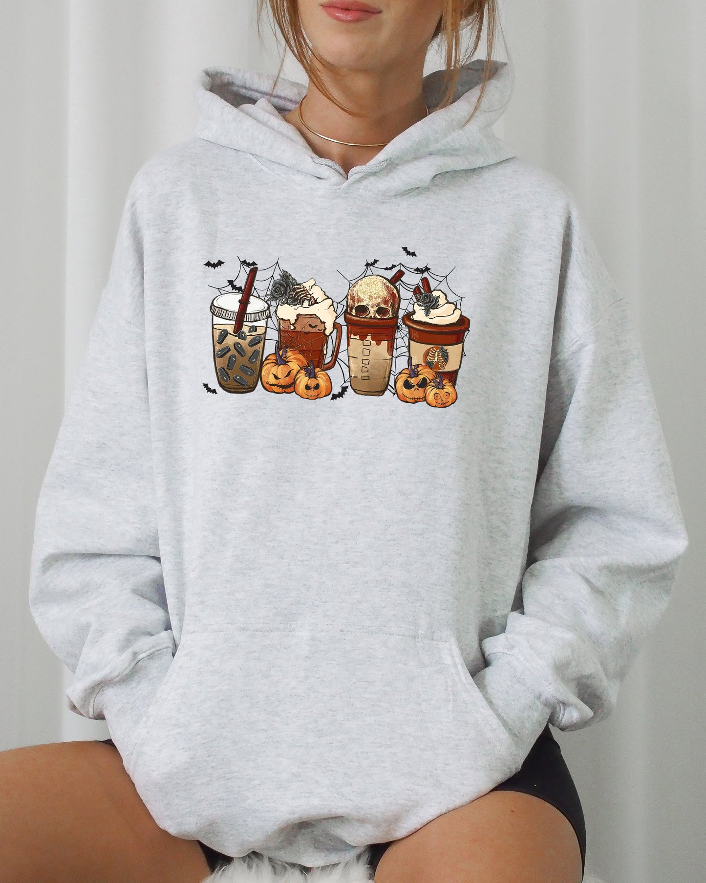 Halloween Coffee Retro Costume Hoodie Hooded Sweatshirt